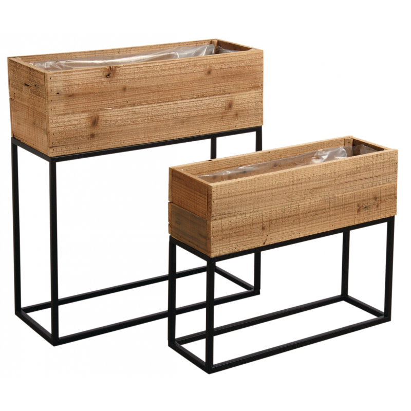 Lot de 2 jardinières en bois