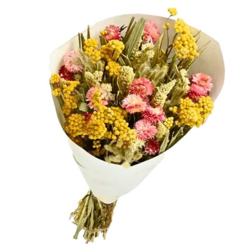 Bouquet de Fleurs séchées Prestige Mix Jaune Rose 50 cm