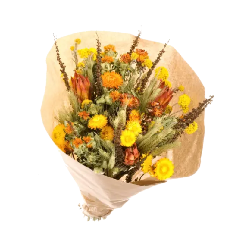 Bouquet de Fleurs séchées Prestige Mix Jaune Orange 50 cm