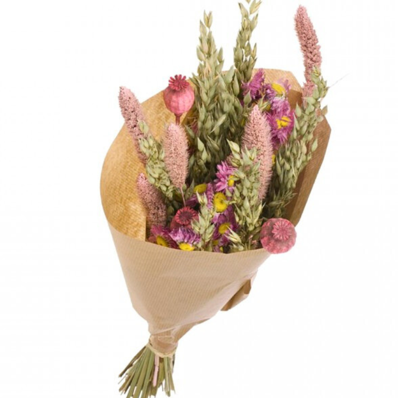 Déco bouquet fleurs séchées Naturel Rose 50 cm