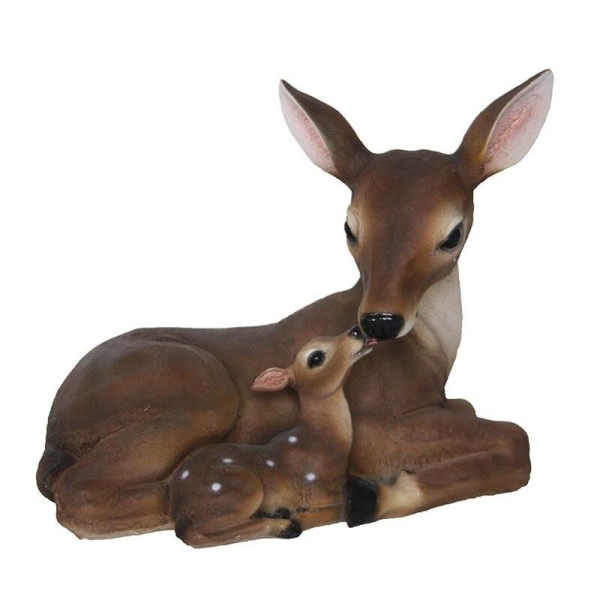 Biche et faon Déco résine 27cm