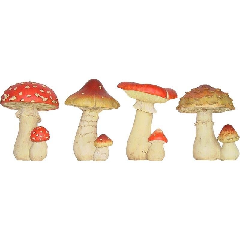 Lot de 4 Champignons Déco résine