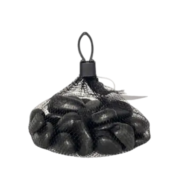 Pierres de fleuve noires Terrarium 16-36 mm - Filet 1KG