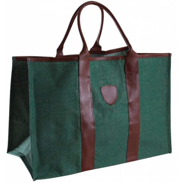 Sac à bûches toile de jute vert