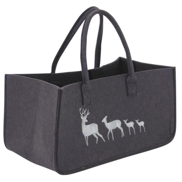 Sac à bûches en feutrine Motif Cerfs