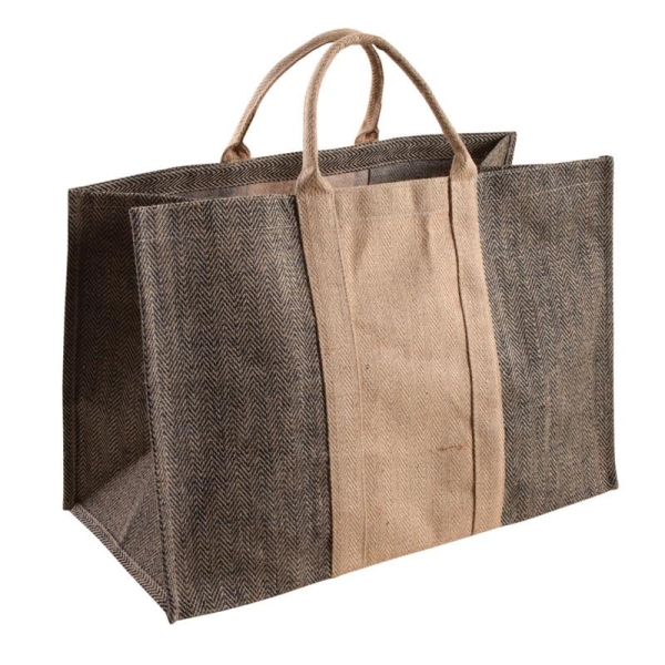 Sac à bûches en jute marron