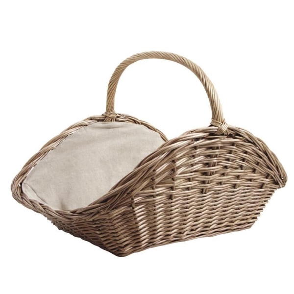 Panier à bûches en osier et jute 65 cm