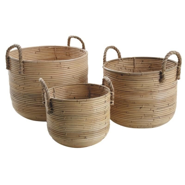 Cache-pot en poelet et corde Diam 29 cm