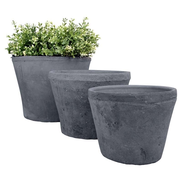 Lot de 3 Pots de Fleurs en Terre cuite Gris