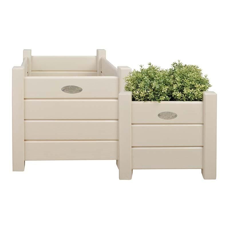 Lot de 2 bacs à fleurs extérieurs en bois blanc