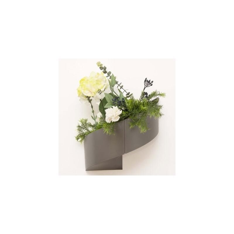 Lot de 2 pots de fleurs muraux design Taupes