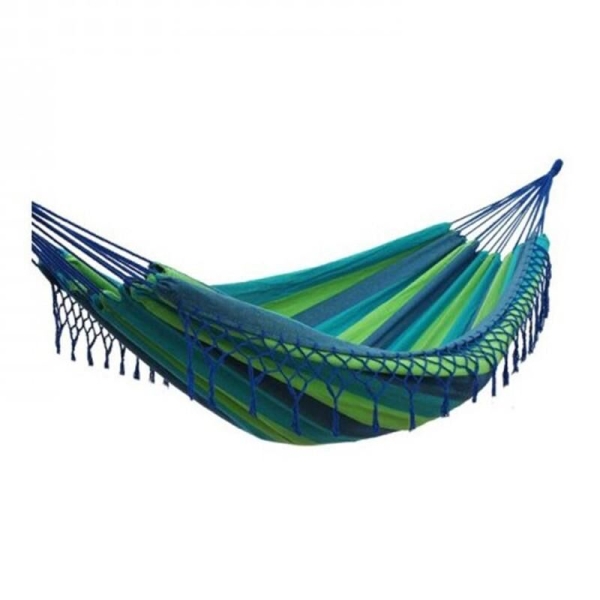 Hamac franges 2 personnes bleu et vert