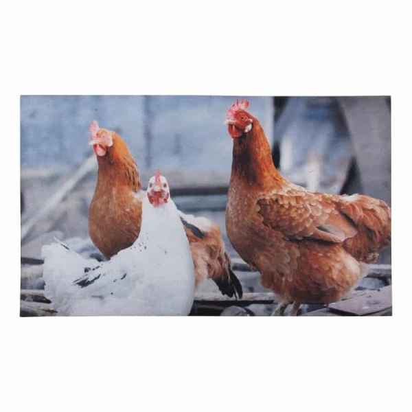 Tapis fermier Poules 76 x 46 cm