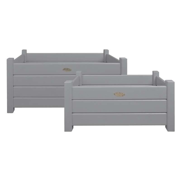 Lot de 2 bacs à fleurs Rectangulaires Gris