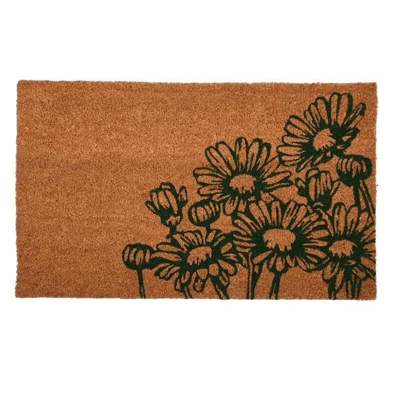 Paillasson coco motif fleurs 75 cm