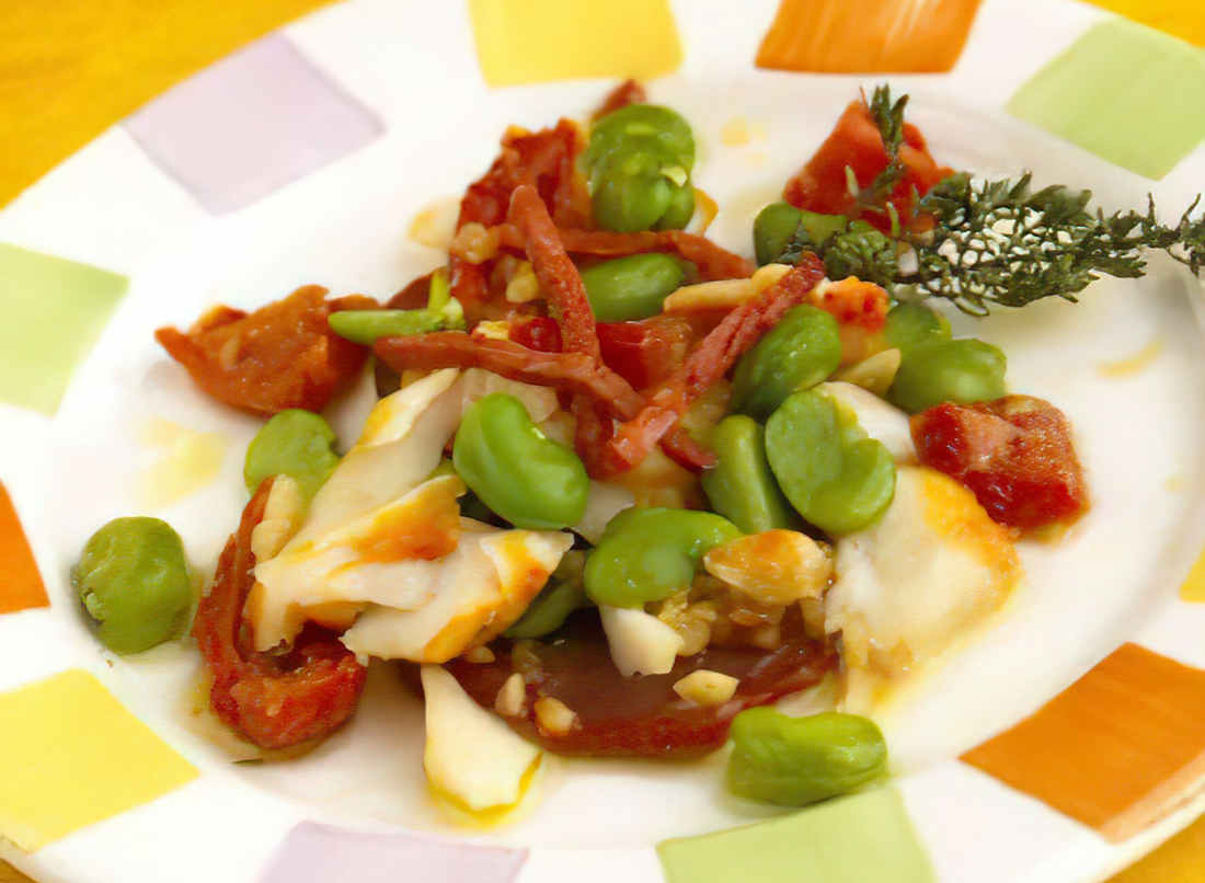 Salade de fèves au chorizo et haddock