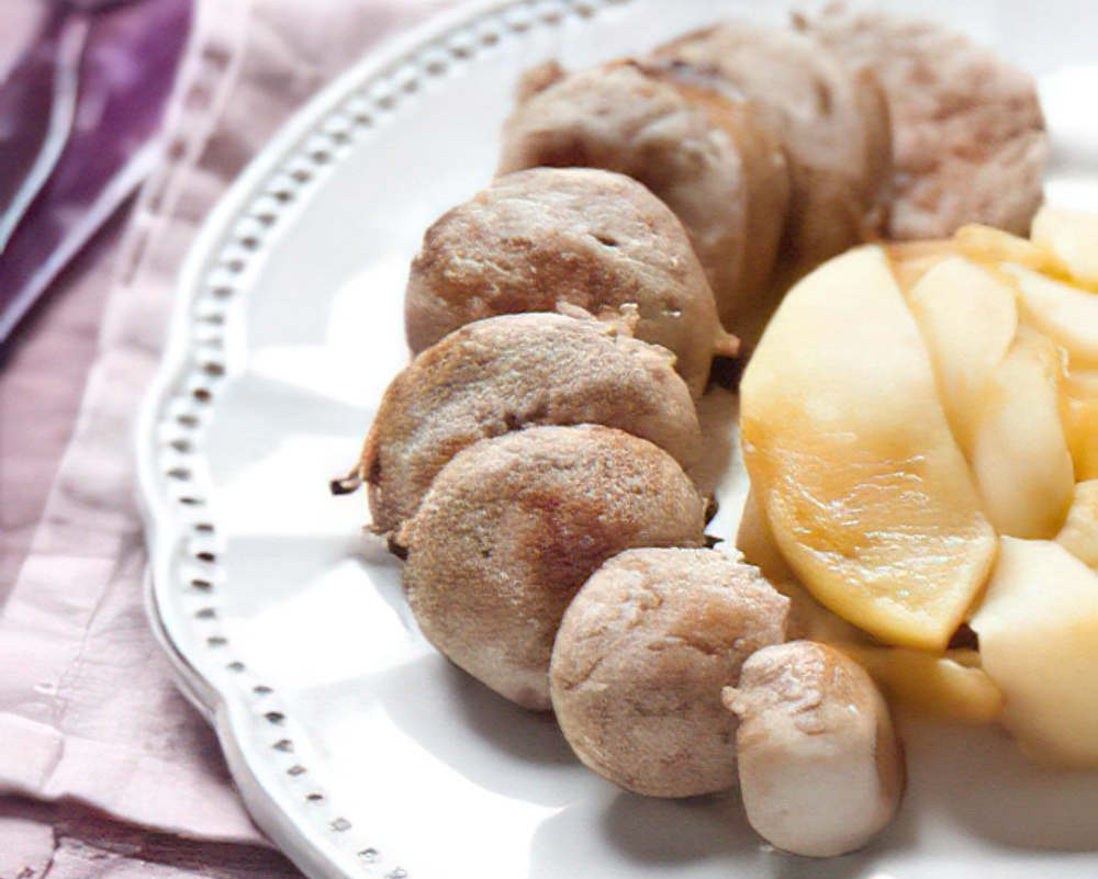 Boudin blanc, confit de pommes au thym