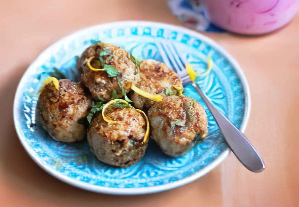 Keftas de veau a la menthe remoulade de radis roses